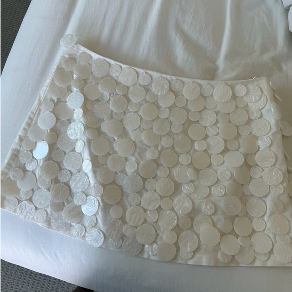 Peppermayo Dresses & Skirts - White Sequin Circle Mini Skirt